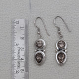 Natural Smoky Quartz Silver Earrings