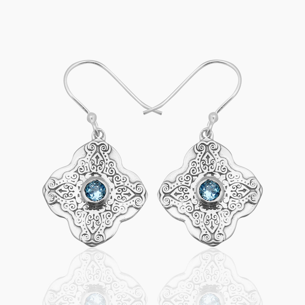 Blue Topaz Silver Earrings