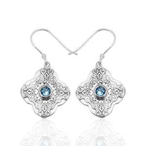 Blue Topaz Silver Earrings