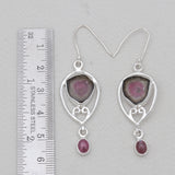 Watermelon Tourmaline Silver Earrings