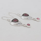 Watermelon Tourmaline Silver Earrings