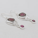 Watermelon Tourmaline Silver Earrings