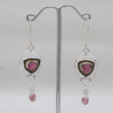 Watermelon Tourmaline Silver Earrings