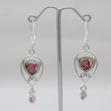Watermelon Tourmaline Silver Earrings