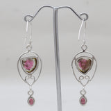 Watermelon Tourmaline Silver Earrings