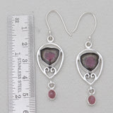 Watermelon Tourmaline Silver Earrings