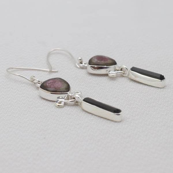 Watermelon Tourmaline Dangle Earrings