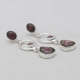 Watermelon Tourmaline Silver Women Earrings