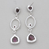 Watermelon Tourmaline Silver Women Earrings