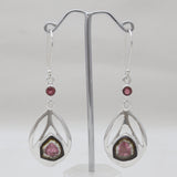 925 Sterling Silver  Watermelon Tourmaline Earrings