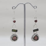 Watermelon Tourmaline Silver Earrings