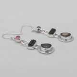Watermelon Tourmaline Silver Earrings
