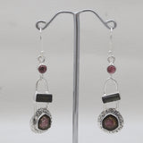 Watermelon Tourmaline Silver Earrings