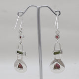Watermelon Tourmaline Silver Earrings