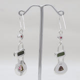 Watermelon Tourmaline Silver Earrings