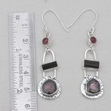 Watermelon Tourmaline Silver Earrings