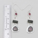 Watermelon Tourmaline Silver Earrings