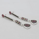 Watermelon Tourmaline Silver Earrings