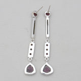 Watermelon Tourmaline Silver Earrings