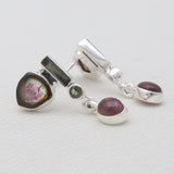 Watermelon Tourmaline Silver Women Earrings
