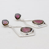 Watermelon Tourmaline Silver Earrings