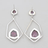 Watermelon Tourmaline Silver Earrings