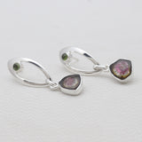 Watermelon Tourmaline Silver Earrings