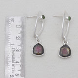 Watermelon Tourmaline Silver Earrings