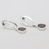 Watermelon Tourmaline Silver Earrings