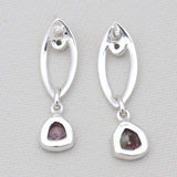 Watermelon Tourmaline Silver Earrings