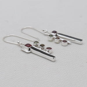 Multicolor Tourmaline Silver Earrings