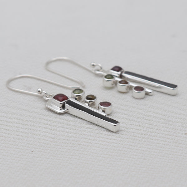 Multicolor Tourmaline Silver Earrings