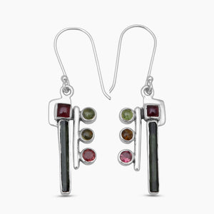 Multicolor Tourmaline Silver Earrings