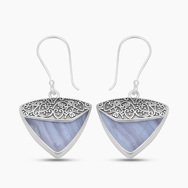 Blue Lace Agate Silver Jewelry Sets