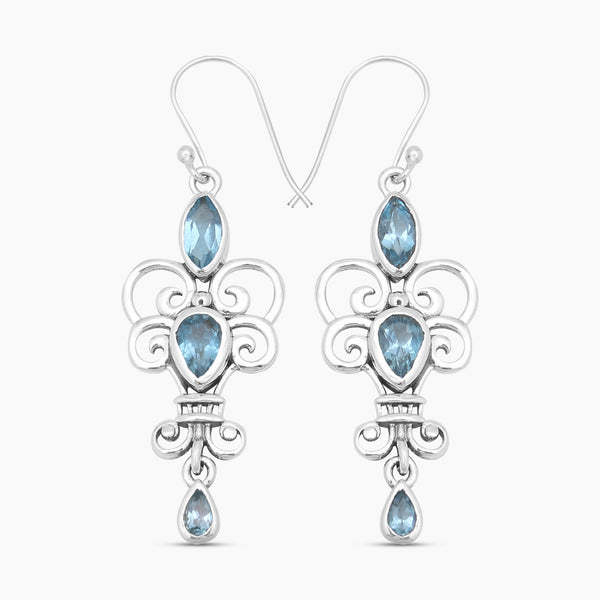 925 sterling Silver Blue Topaz Earrings