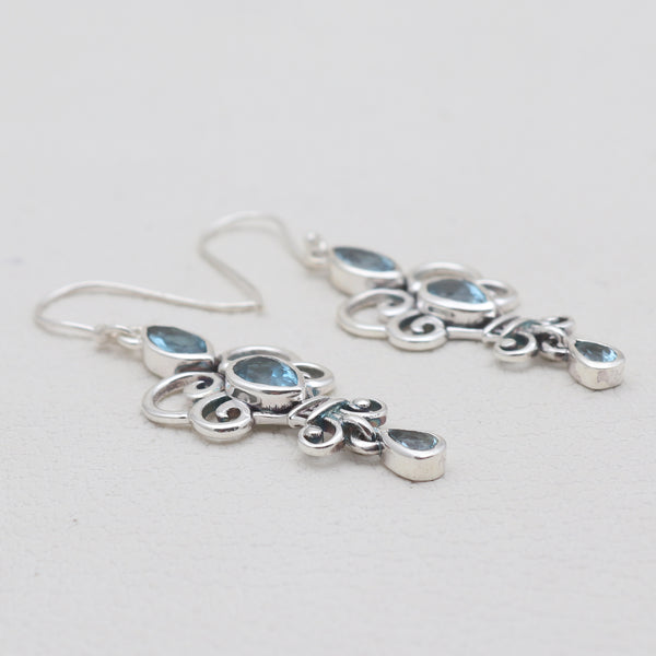 925 sterling Silver Blue Topaz Earrings