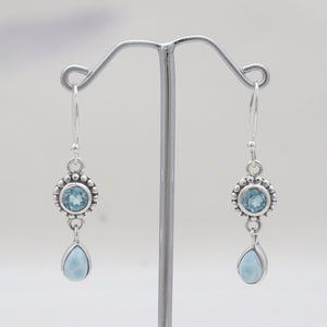 Larimar & Blue Topaz Silver Earrings