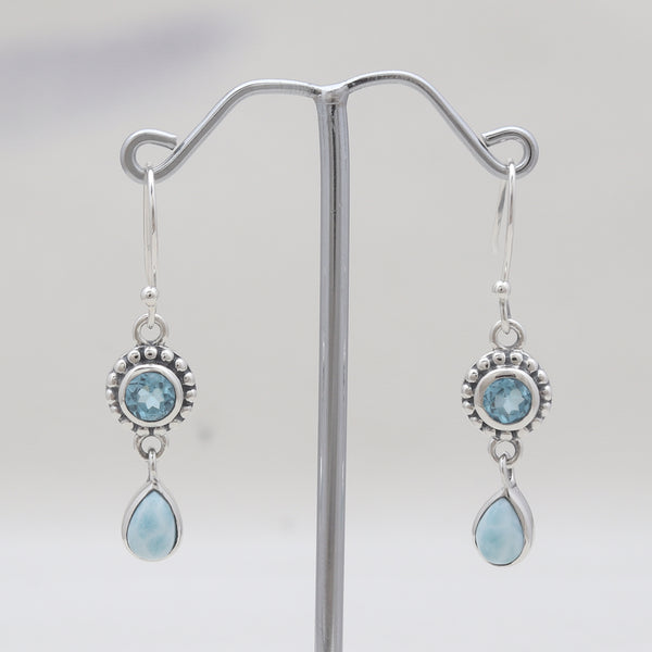 Larimar & Blue Topaz Silver Earrings