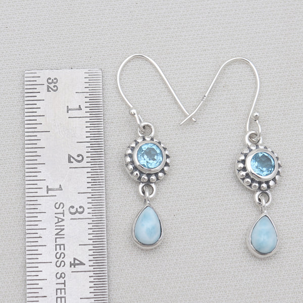 Larimar & Blue Topaz Silver Earrings