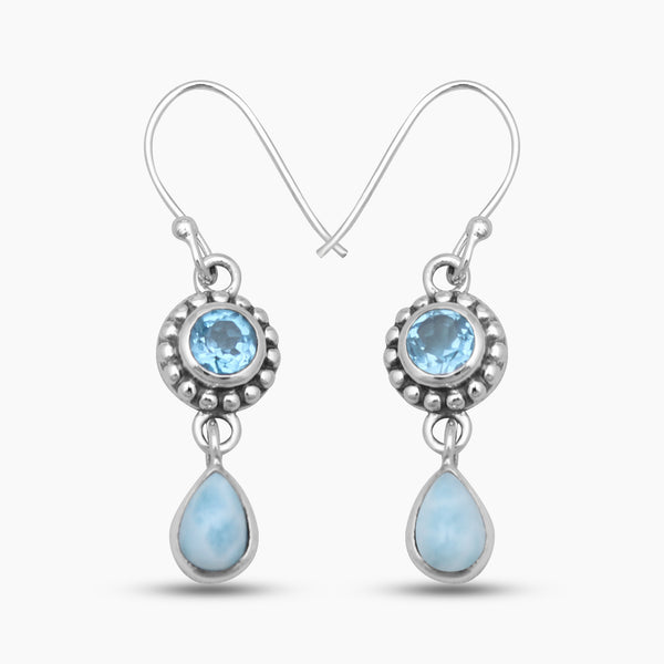 Larimar & Blue Topaz Silver Earrings