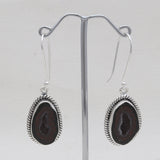 Coconut Druzy Silver Designer Dangle Earrings