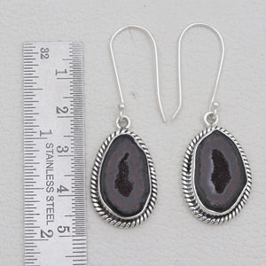 Coconut Druzy Silver Designer Dangle Earrings