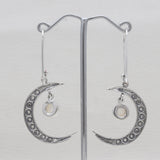 925 Sterling Silver Rainbow Moonstone Earrings