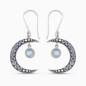 925 Sterling Silver Rainbow Moonstone Earrings