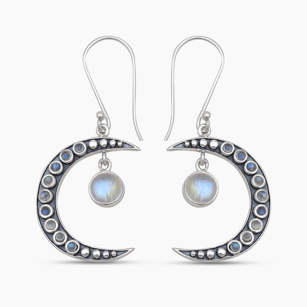 925 Sterling Silver Rainbow Moonstone Earrings