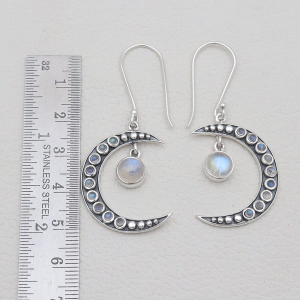925 Sterling Silver Rainbow Moonstone Earrings