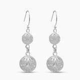 925 Silver Filigree Double Bead Drop Earrings