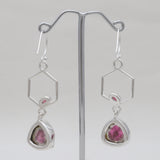 Watermelon Tourmaline Silver Earrings