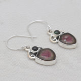Watermelon Tourmaline Silver Earrings