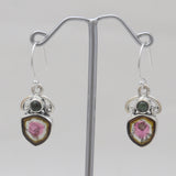 Watermelon Tourmaline Silver Earrings